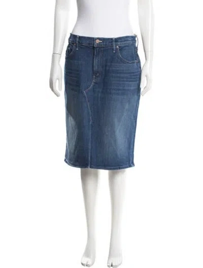 Pre-owned Mother Distressed Accents Midi Length Skirt In Blue