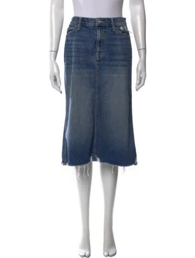 Pre-owned Mother Distressed Accents Midi Length Skirt In Blue