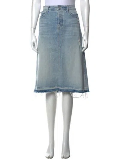 Pre-owned Mother Distressed Accents Midi Length Skirt In Blue