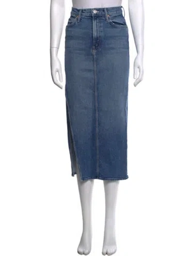 Pre-owned Mother Distressed Accents Midi Length Skirt In Blue