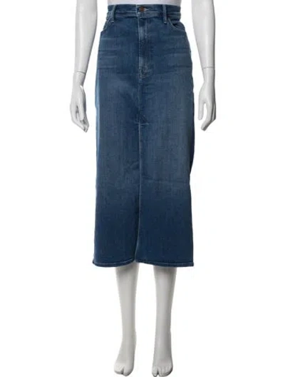 Pre-owned Mother Distressed Accents Midi Length Skirt In Blue