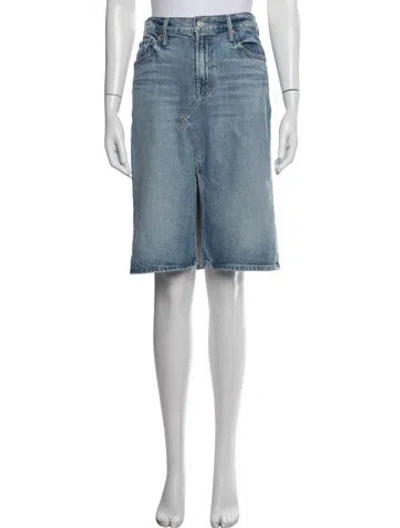 Pre-owned Mother Distressed Accents Midi Length Skirt In Blue