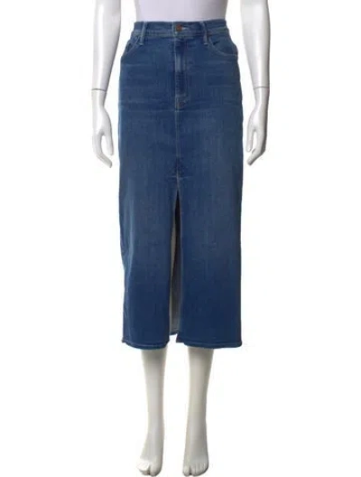 Pre-owned Mother Distressed Accents Midi Length Skirt In Blue