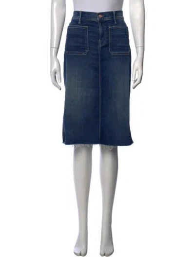Pre-owned Mother Distressed Accents Midi Length Skirt In Blue