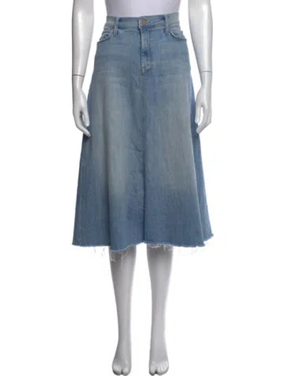 Pre-owned Mother Distressed Accents Midi Length Skirt In Blue