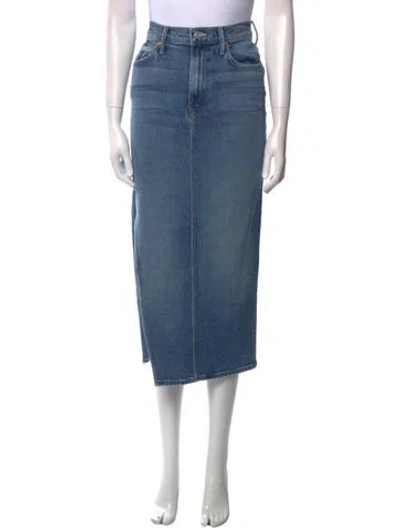 Pre-owned Mother Distressed Accents Midi Length Skirt W/ Tags In Blue