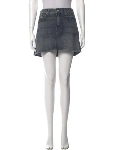 Pre-owned Mother Distressed Accents Mini Skirt In Blue