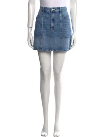 Pre-owned Mother Distressed Accents Mini Skirt In Blue