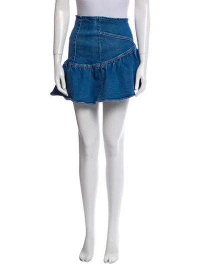 Pre-owned Mother Distressed Accents Mini Skirt In Blue