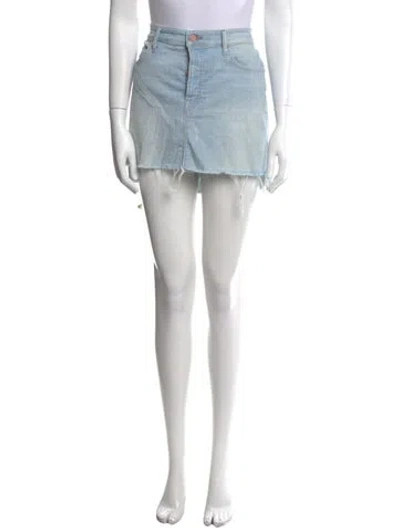 Pre-owned Mother Distressed Accents Mini Skirt In Blue