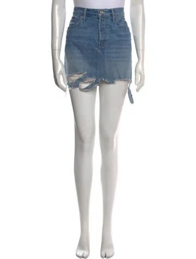 Pre-owned Mother Distressed Accents Mini Skirt In Blue