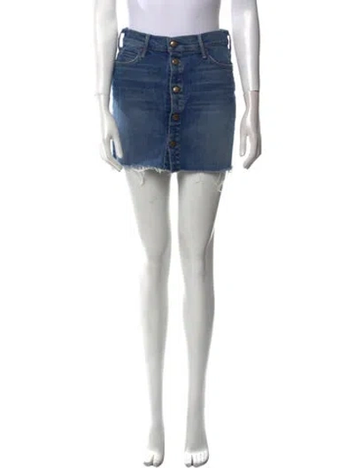 Pre-owned Mother Distressed Accents Mini Skirt In Blue