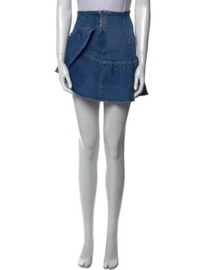 Pre-owned Mother Distressed Accents Mini Skirt In Blue