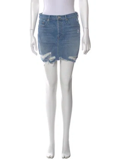 Pre-owned Mother Distressed Accents Mini Skirt In Blue