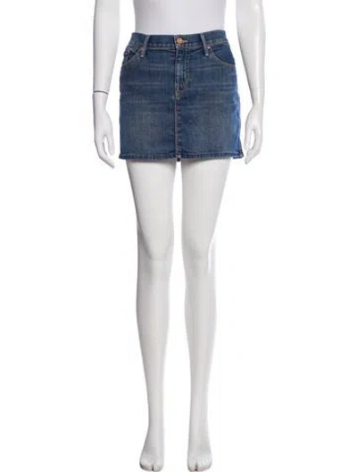 Pre-owned Mother Distressed Accents Mini Skirt In Blue
