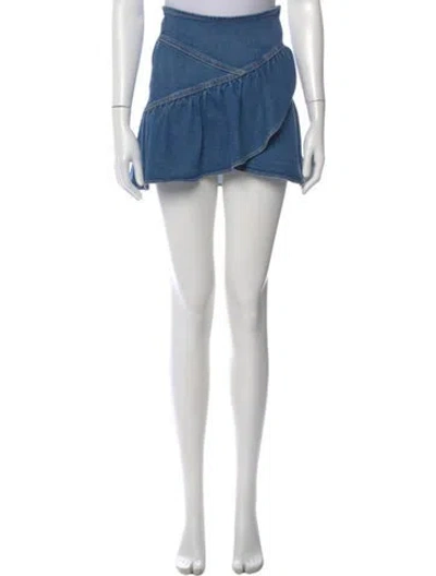 Pre-owned Mother Distressed Accents Mini Skirt In Blue