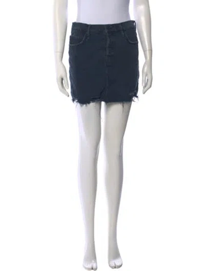 Pre-owned Mother Distressed Accents Mini Skirt In Blue