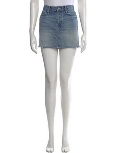 Pre-owned Mother Distressed Accents Mini Skirt In Blue