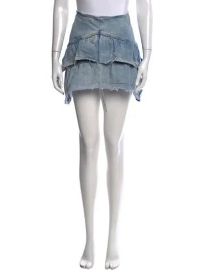Pre-owned Mother Distressed Accents Mini Skirt In Blue
