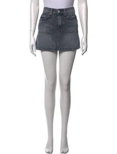 Pre-owned Mother Distressed Accents Mini Skirt In Blue