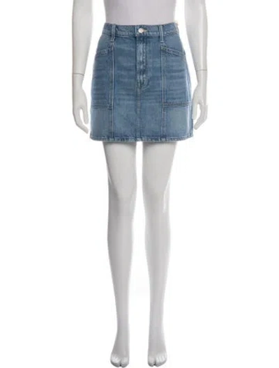 Pre-owned Mother Distressed Accents Mini Skirt In Blue