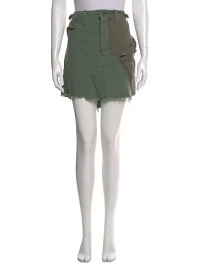 Pre-owned Mother Distressed Accents Mini Skirt In Green