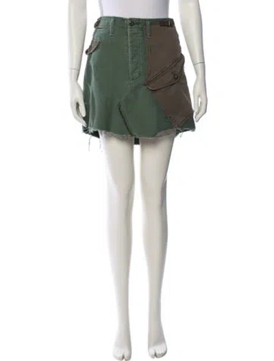 Pre-owned Mother Distressed Accents Mini Skirt In Green
