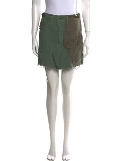 Pre-owned Mother Distressed Accents Mini Skirt In Green