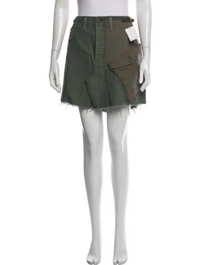 Pre-owned Mother Distressed Accents Mini Skirt W/ Tags In Green