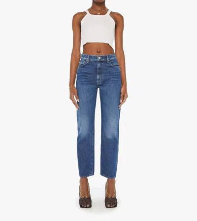 Mother Ditcher Zip Flood Straight-leg Jeans In Dark Blue Wash