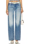 Mother Dodger Button Sneak Jeans In Wipeout In Blue