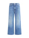 Mother Womens The Bookie Flood Straight-leg Flared Stretch-denim Blend Jeans Sow Surreal In Blue