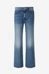 Mother The Mid Rise Maven Sneak Jeans In Washed Blue In Blue