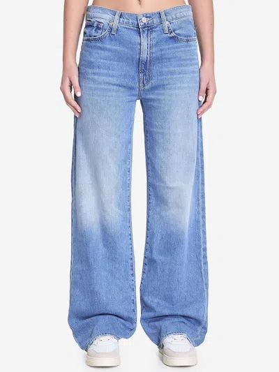 Mother Slung Sugar Cone Sneak Low-rise Flared Jeans In Blue