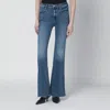 Mother Doozy Sneak Fray Flared Jeans In Blue
