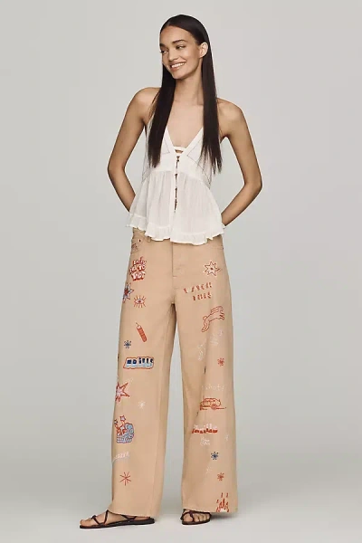 Mother Double Dip Nacho Mid-rise Wide-leg Ankle Jeans In Brown