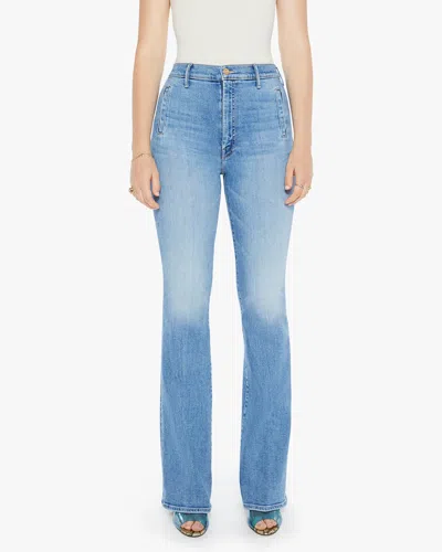Mother Drama Flared Leg Jeans In Tasty Waves In Blue