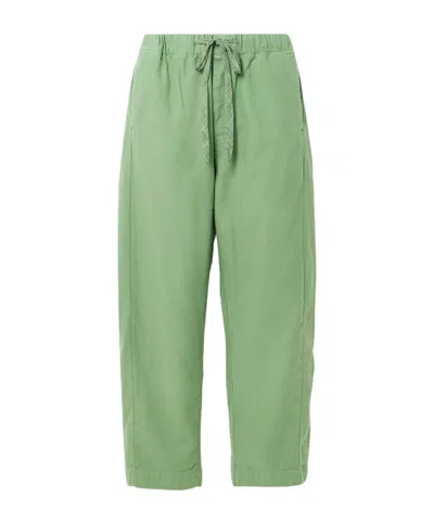 Mother Drawn Half-pipe Drawstring Casual Pants In Green