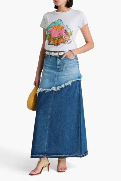 Mother Dual Ditcher Maxi Skirt In Double Whammy In Blue