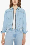 Mother Duo Shorty Cropped Denim Jacket In Pedal Faster In Blue