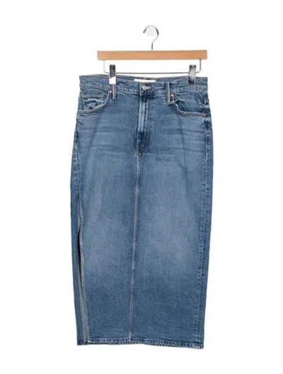 Pre-owned Mother Embroidered Accent Midi Length Skirt In Blue