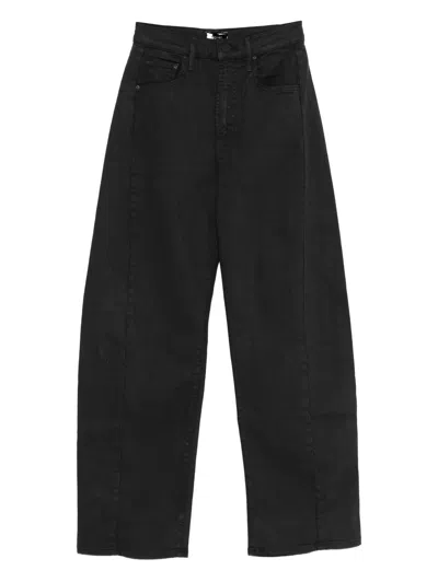 Mother Faded Black Cotton Lyocell Elastane Pants In Blue