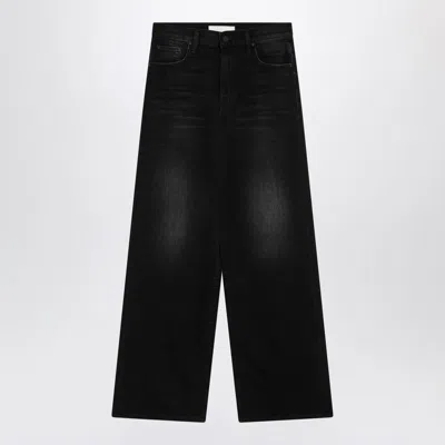 Mother The Mid Rise Rambler Zip Flood Jeans In Spiked Hair Art Flair In Black