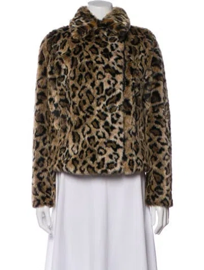 Pre-owned Mother Faux Fur Animal Print Faux Fur Jacket In Green