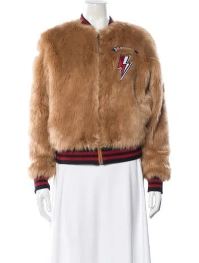 Pre-owned Mother Faux Fur Bomber Jacket In Brown