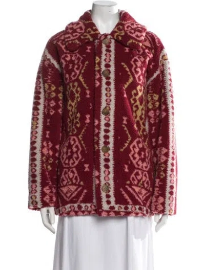 Pre-owned Mother Faux Fur Patterned Coat In Red