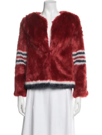 Pre-owned Mother Faux Fur Striped Faux Fur Jacket In Red