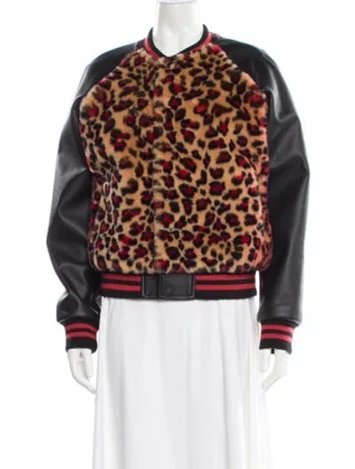 Pre-owned Mother Faux Leather Animal Print Bomber Jacket In Multi
