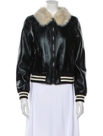 Pre-owned Mother Faux Leather Biker Jacket In Black