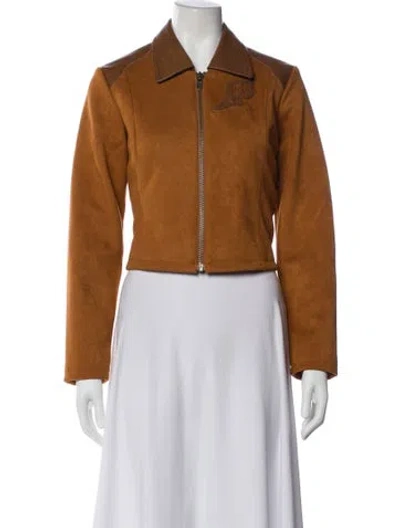 Pre-owned Mother Faux Leather Biker Jacket W/ Tags In Brown